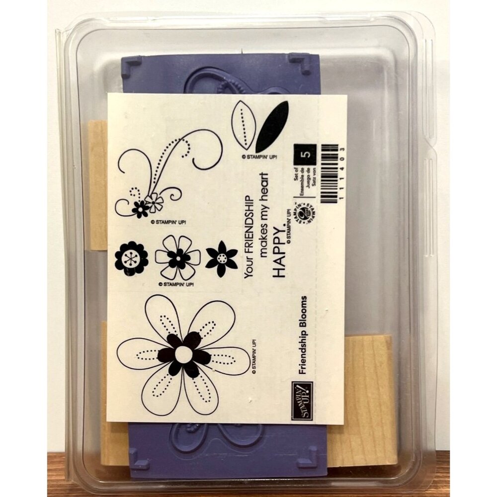 Stampin Up Friendship Blooms Wood Mounted Rubber Stamp Set 111403